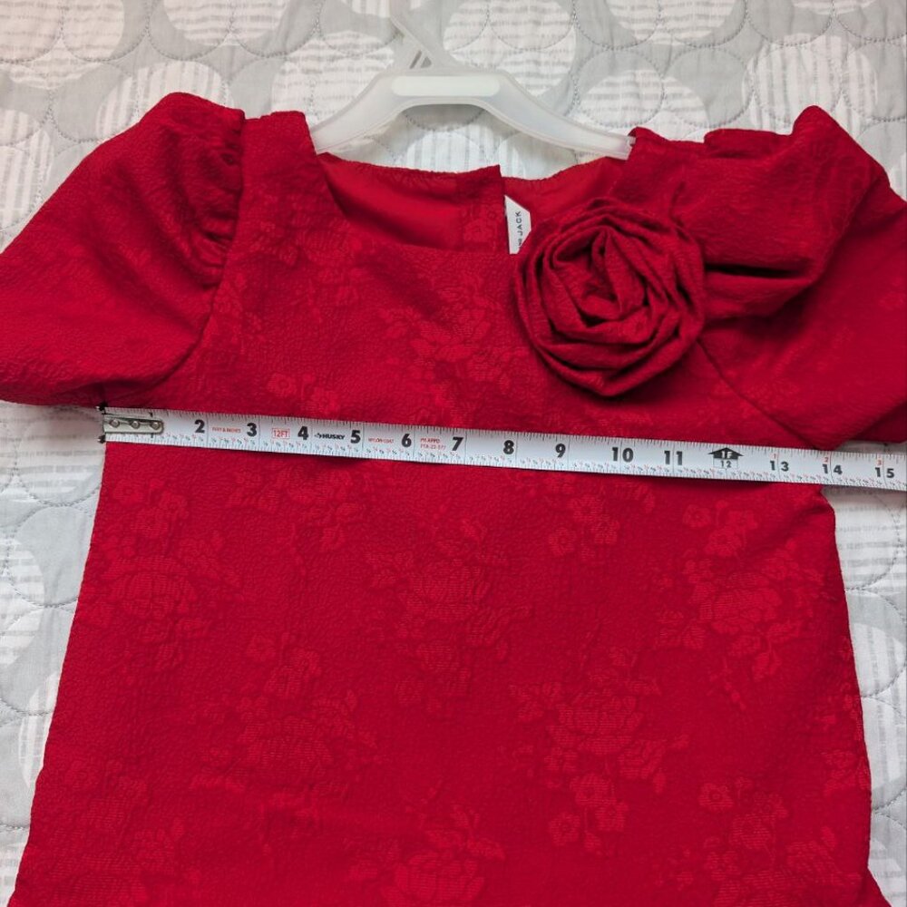 Janie and Jack Girls Rose Jacquard Dropwaist Dress Red Burgundy Size 8 - Picture 6 of 8